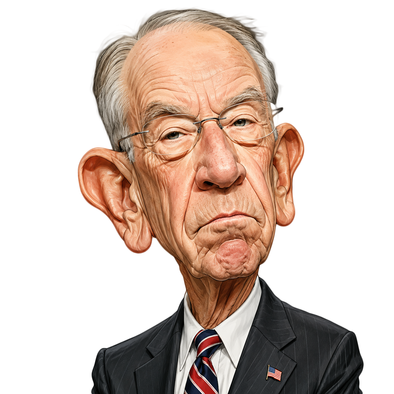 Caricature of U.S. Sen. Chuck Grassley.